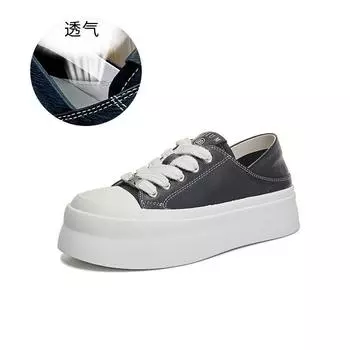 Первый слой маленьких белых туфель из коровьей кожи для женщин, весна 2025, новые туфли на толстой подошве с большим голенищем, повседневные универсальные туфли-двойки для женщин 35