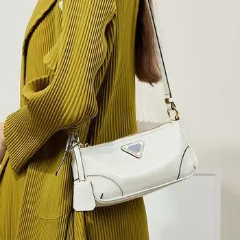 Первый слой масла воска багет сумка подмышка женская летняя высококачественная нишевая дизайнерская сумка через плечо чёрный