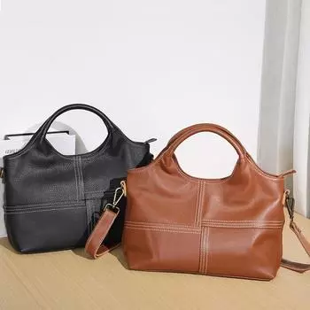 Первый слой повседневной женской сумки из коровьей кожи — это простая и универсальная сумка через плечо из мягкой коровьей кожи.