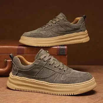 Первый слой свиной кожи ретро Air Force One мужские повседневные осенне-зимние низкие кроссовки для сноубординга на платформе пшеничные мужские туфли модная обувь 38