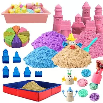 Песочная игрушка для детей, песочница для игр в помещении, ящик для хранения игр с песком, складной бассейн с глиной для мальчиков и девочек, подарок на день рождения, песочница для помещений 2,0 кг