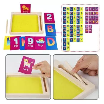 Песочница Доска для рисования для детей Буквы и цифры Обучение с ручкой Набор карточек Развивающие письма Рисование для малышей