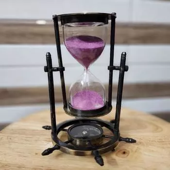 Песочные часы из латуни, 5 мин. Песочные часы с морским компасом, уникальный подарок на годовщину, подарок мужу, предмет декора