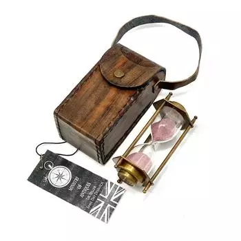 Песочные часы Kelvin & Hughes London Brass Sand Timer, морские антикварные винтажные песочные часы с кожаным футляром
