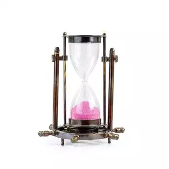 Песочные часы с латунным колесом и компасом | 5-минутные песочные часы | 10,5-дюймовые декоративные песочные часы ручной работы