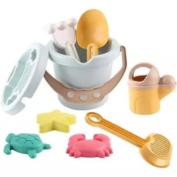 Песочный набор игрушек, набор из 9 предметов для игры в песочницу с пляжными фигурками, пляжное ведерко, пляжная лопатка, набор инструментов, игрушка для игры в песочницу, игрушка для игры на пляже и водная игрушка для детей 9 Pcs