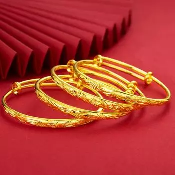 Песочный золотой браслет, женский полный Tianxing Push Push, простой модный браслет на руку, ювелирный браслет