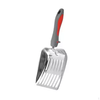 Песок для кошачьего туалета с длинной ручкой из металла и нержавеющей стали для кроликов, щенков, домашних животных red gray