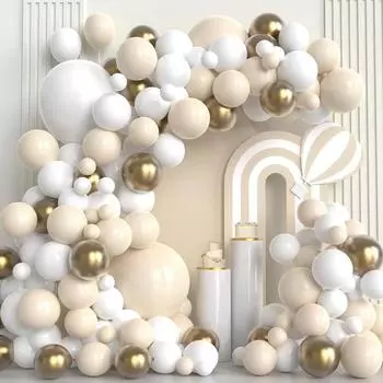 Песок Платина Латексный Шар Венок Голый Металл Свадьба Девичник Помолвка Годовщина Sand Platinum Balloon Chain Set