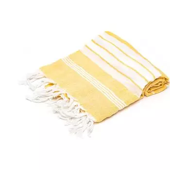 Пестемаль из стираного хлопка с желтыми и белыми полосками