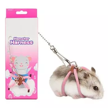 Pet Adjustable Soft Harness Bell Leash Set Mouse Hamster Ferrets Rat Pet Pig Leash Hamster Harness Rope Anti-bite Pet Walking синий