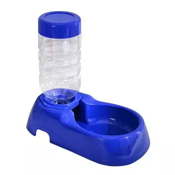 Pet Automatic Waterer Feeder Plastic Dog Bowl Cat Water Dispenser Dogs Food Grain Storage Bucket Pets Feeding Drinking Supplies темно-синий