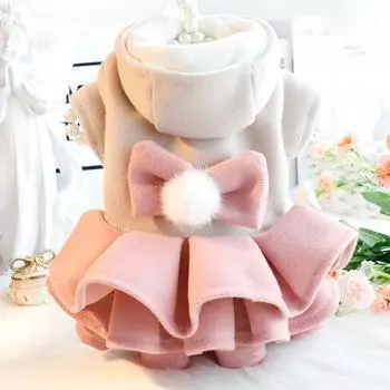 Pet Autumn Winter Outfit Thick Cat Princess Skirt Woolen and Tutu Skirt Small Dog Teddy Bear Pet Coat Dog Dresses Small Dogs XL