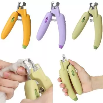 Щипчики для ногтей в форме банана для домашних животных со светодиодной подсветкой Профессиональные щипчики для ногтей для маленьких кошек собак животных Триммер для ногтей для лап Товары для животных