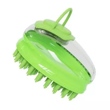 Pet Bath Brush Silicone Bristles Bathing Massage Floating Hair Removing Pet Grooming Brush for Cat зелёный