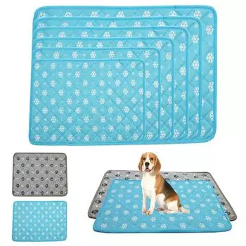Коврик для кровати для домашних животных охлаждающий портативный коврик для собак и кошек с принтом дышащий нескользящий матрас для щенков XS синий