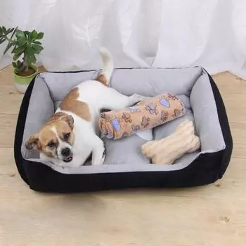 Pet Bed Plush Cats Bed Warm Dog Mat Puppy Accessories Dog Houses Supplies Kitten Sleeping Winter Soft Pet Products 45x31x15cm чёрный