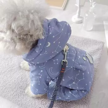 Pet Bichon Померанский шпиц щенок Тедди Одежда для собак Одежда Зимняя хлопковая одежда Тяговое кольцо Милое звездное небо S белый