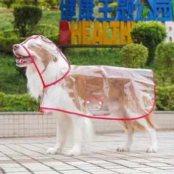 Pet Big Dog Transparent Out Dog Raincoat Golden Retriever Labrador Large Dog Dog Clothing XS (bust 27-32CM recommends 2-1.5kg pets)