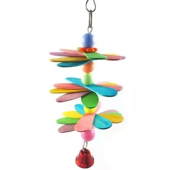 Pet Bird Bites Toy Parrot Chew Ball Flower Hanging Cockatiel Birds Bell Decor Five Leaves Flower