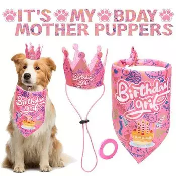 Pet Birthday Hat Dog Birthday Party Set Cat Birthday Triangle Scarf Pet Party Accessories For Small And Medium Dogs