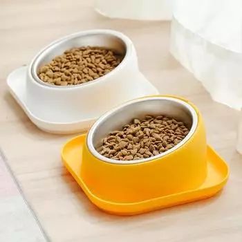 Pet bowl cat bowl oblique mouth bowl dog food bowl anti-knock dog bowl wholesale dog bowl drinking water integrated pet feeder белый