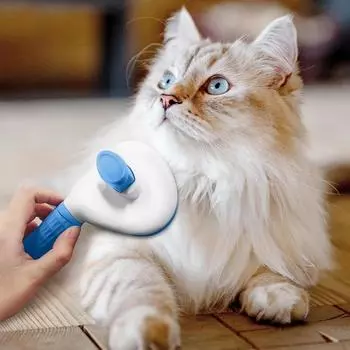 Pet cat and dog universal one click hair removal pet comb, open knot hair removal dog comb, pet needle comb, cat comb for cats синий