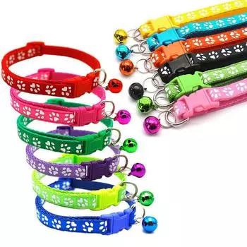 Pet Cat Bell Collar Dog Print Cat Collar Multiple Colors Optional Necklace Ring Cat Rope Collar Supplies S фиолетовый