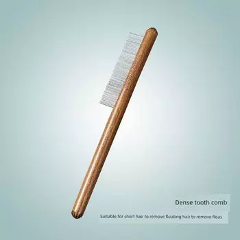 Pet Cat Dog Comb Solid Wood Row Comb Float Hair Cleaning Lint Wooden Handle Needle Comb Hair Handy Gadget Pet Supplies Toothed Row Comb [Short Hair-Floating Flea]]