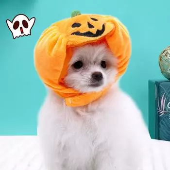 Pet cat dog pumpkin cat hat halloween ghost decoration headgear supplies small medium large dog teddy fight S small (for pets within 10kg)