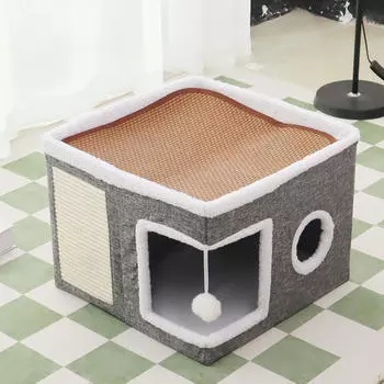 Pet Cat House Большая сцена с мячом Вилла для кошек Открытый котенок