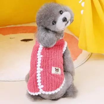 Pet cat teddy bear puppy dog clothes autumn and winter thermal velvet vest vest buckle vest S