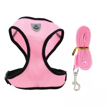 Pet chest strap vest type small and medium-sized dog Bichon Teddy walking dog rope anti-break free breathable mesh leash M [Recommended 6-4.5kg]