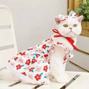 Pet clothes cat dress spring summer teddy than bear corgi puppy cat dog clothing S (pet within 2.5 kg of bust 37CM)