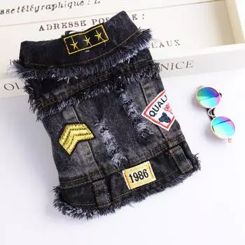 Pet clothing cat small dog dog clothes denim vest jacket spring summer autumn winter XS