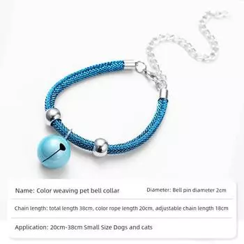 Pet Collar Bell Necklace Teddy Bichon Small Dog Cat Bell Pet Collar Pet Supplies One Blue
