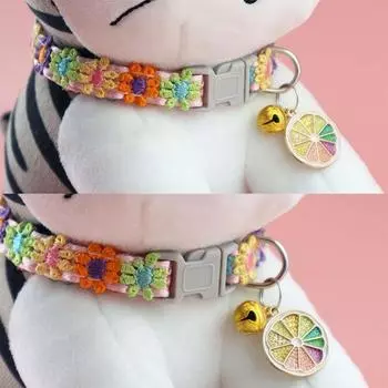 Pet Collar Colorful Lace With Bell Universal Cats Dogs Necklace Lovely Kitten Puppy Accessories