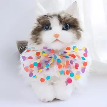 Ошейник для домашних животных, приятный на ощупь, износостойкий, легко надеваемый, декоративный, из хлопка и полиэстера, с цветным бантом M разноцветный