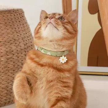 Ошейник для домашних животных с пряжкой, регулируемый колокольчик с подсолнухом, шейный ремень для собак и кошек M фиолетовый