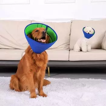 Pet Collars Adjustable Cat Dog Anti-Bite Collar Surgery Wound Healing Protection Kitten Puppy Neck Cone blue-green-S