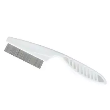 Pet Comb Dog and Cat Flea CombSteel Needle Comb Denser Fleas and Lice Removal White Handle for Pets Small OPP bag