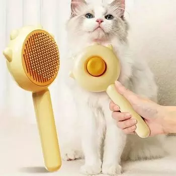 Pet Comb One-Key Hair Removal Cleaning Brush Magic Massage Grooming Scratcher Pet Specific for Cat Dog Cleaning Care Supplies зелёный