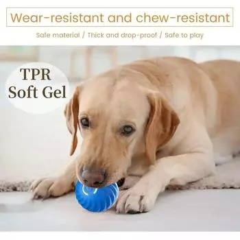 Pet Companion Smart Fun для кошек и собак, игрушка для домашних животных, интерактивный перезаряжаемый прыгающий мяч, 1 шт., электрический скрежет зубов, полосатый резиновый комплект Spare Shell--Orange