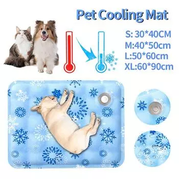 Pet Cooling Mat Summer Pad Pet Mat Bed for Dogs Cat Blanket Sofa Breathable Summer Washable Ice Pad Pet Supplies Accessories S 30x40CM синий