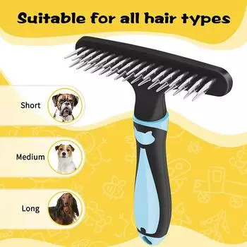 Pet Deshedding Brush Double-Sided Undercoat Rake For Dogs & Cats - Shedding Comb And Dematting Tool For Pets Grooming