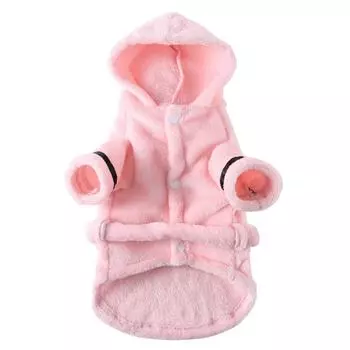 Pet Dog Bathrob Soft Quick Drying Pet Pajama With Hood Thickened Luxury Soft Cotton Hooded Bathrobe Puppy Sleeping Clothes M серый