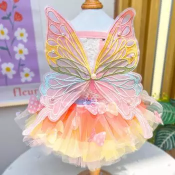 Pet dog butterfly princess dress wedding dress dog cat cat clothes supplies S (bust 35cm within 3-2.5kg)