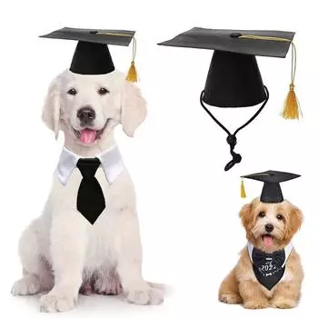 Pet Dog Cap Puppy Dr. Шляпа для собак, выпускная кепка, студенческая кисточка, академическая кепка, творческая вечеринка для домашних животных, аксессуары для собак всех размеров и кошек чёрный