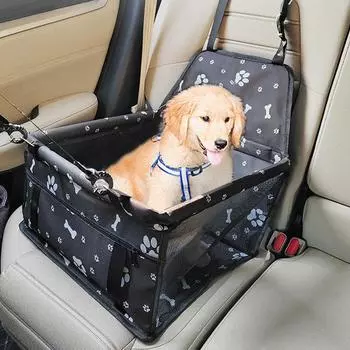 Автомобильное сиденье для собак, складная подушка для автомобиля, переноска для маленьких собак, кошек, дышащая безопасная дорожная сумка, аксессуары для собак чёрный