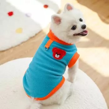 Pet dog cat clothes autumn and winter fleece contrasting dopamine cat bottoming shirt outer wear can lead dog supplies XS (bust 30cm back length 20cm 1-1.5kg pet)